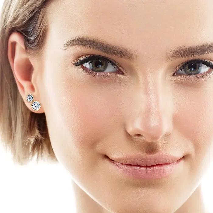 Sweetrain fleur 1CT 2CT Moissanite boucles d'oreilles pour femmes bijoux laboratoire diamant boucle d'oreille S925 argent plaqué or 18 carats Eear goujons