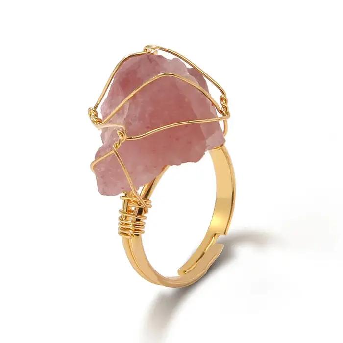 Bagues de citrine irrégulières pour femmes et hommes