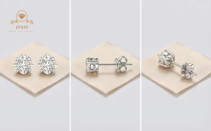 Boucles d'oreilles en argent massif 925 serties de moissonite brillante et diamants de qualité supérieure bijoux luxueux pour femmes occasions spéciales