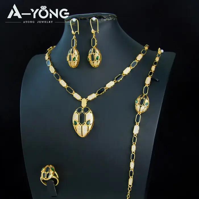 Ensemble de colliers de luxe en or saoudien plaqué or 21 carats pour femmes
