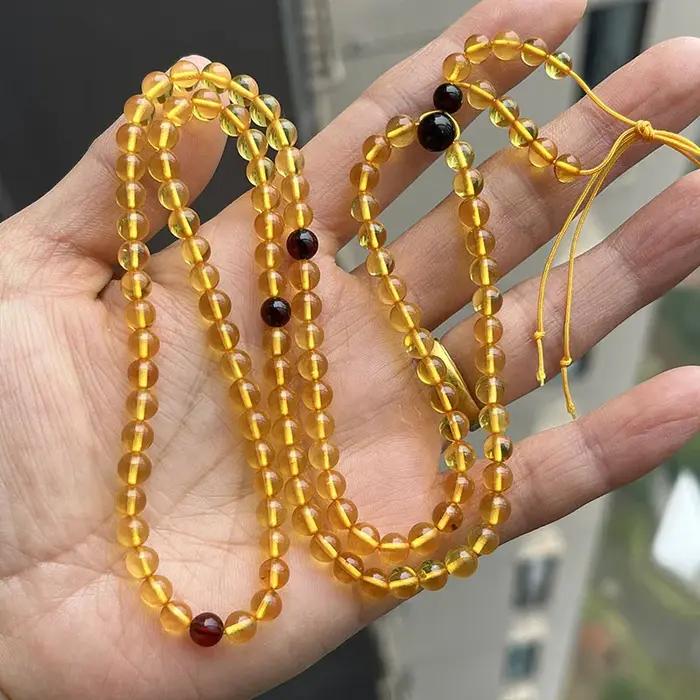 Yoowei – collier rond en ambre doré de 5mm
