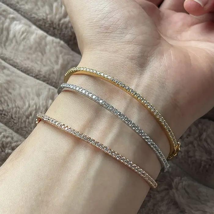 Bracelet en argent Sterling 925 pur avec diamants