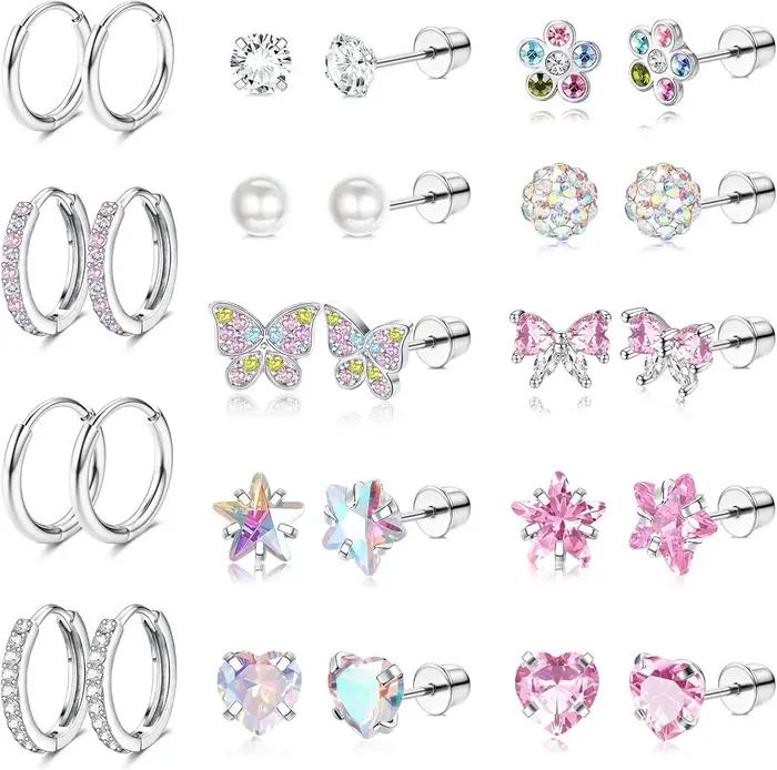 14 paires de boucles d'oreilles hypoallergéniques pour femmes