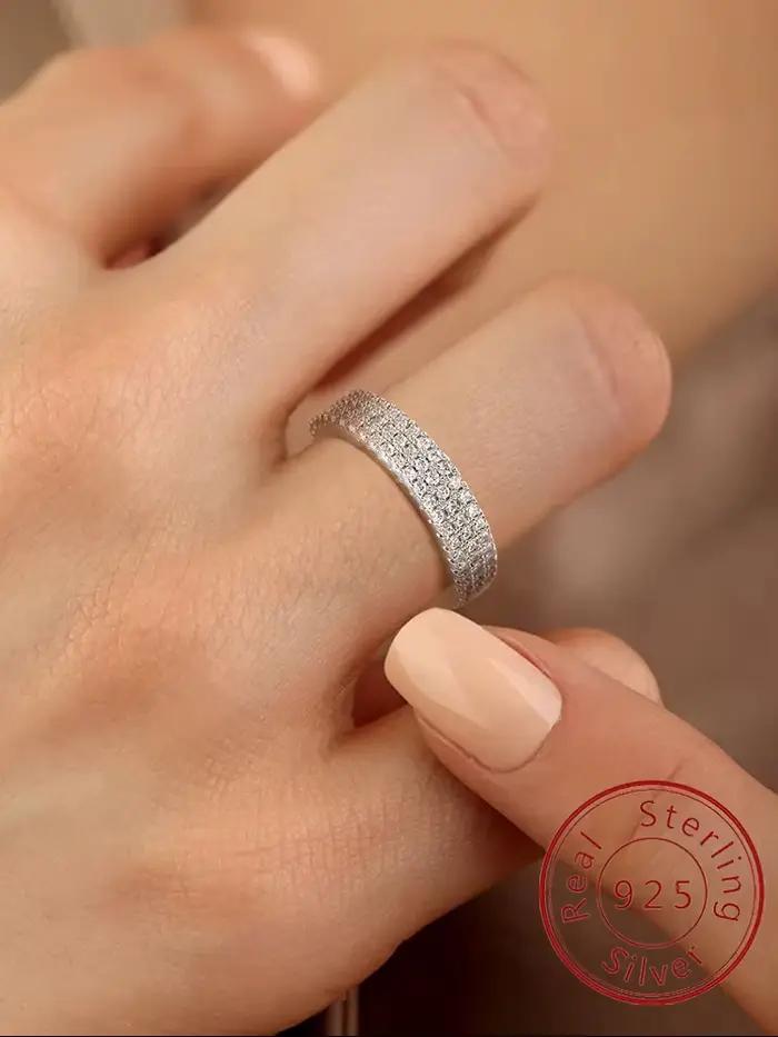 Bague femme éternité 925 en argent Sterling Micro pavé AAAAA Zircon cz