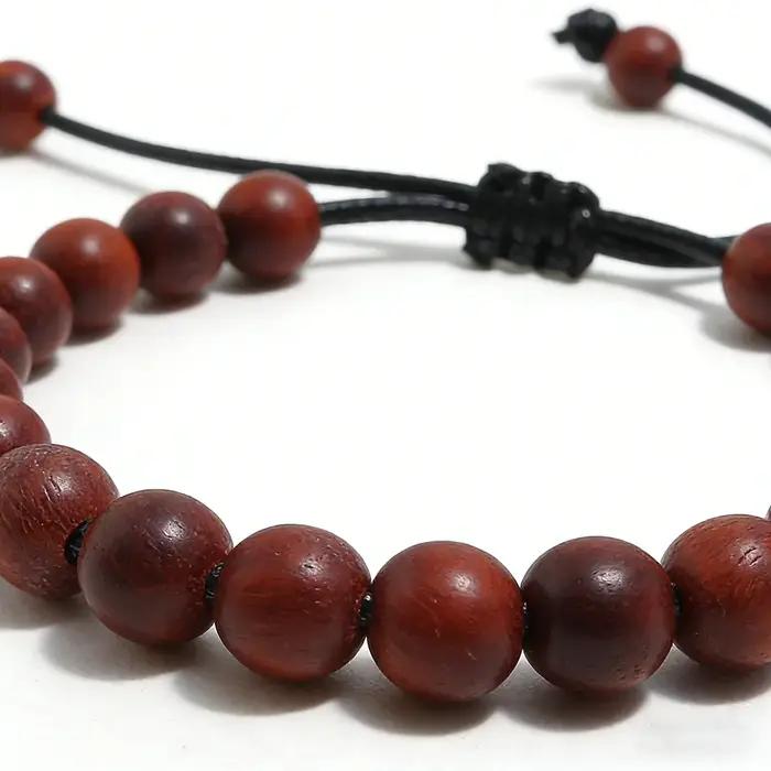 Bracelet en perles de bois naturel de 8 mm pour hommes et femmes