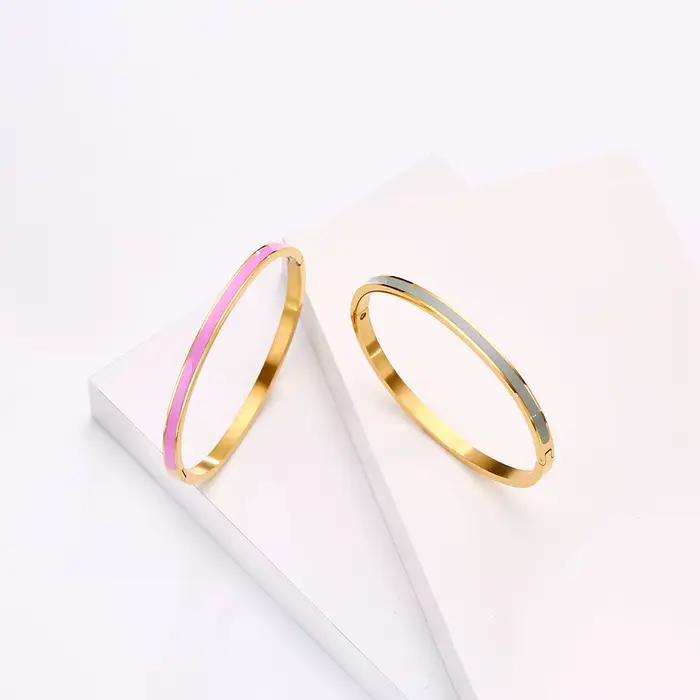 Bracelets de luxe en émail Orange coloré pour femmes