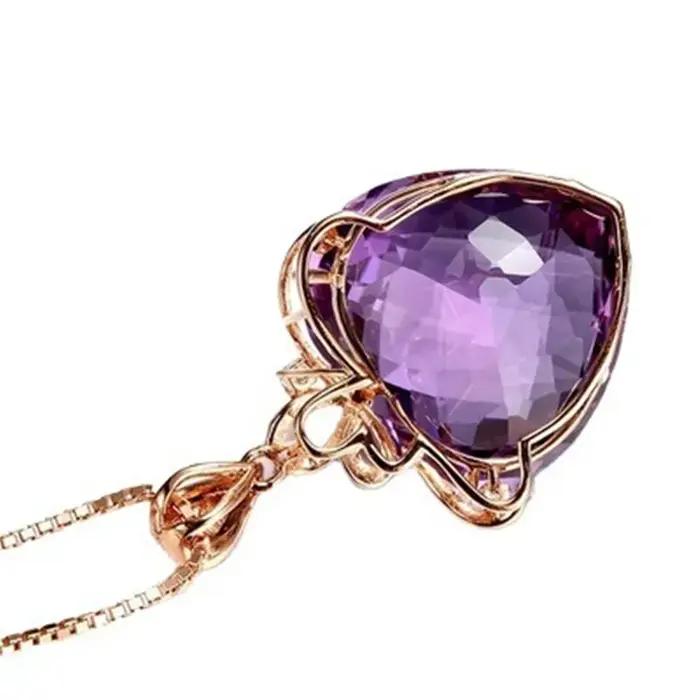 Pendentif en améthyste en forme de cœur plaqué or 18 carats