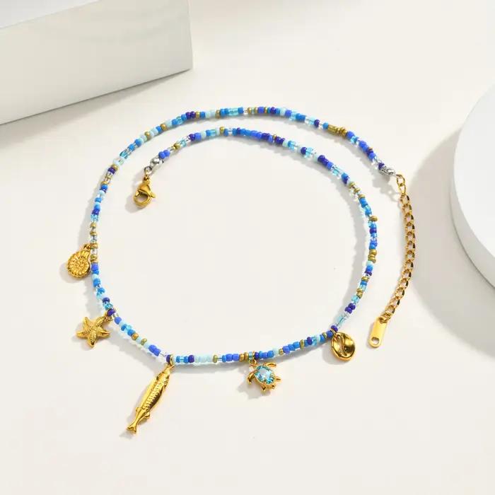 Collier ras du cou en perles de rocaille
