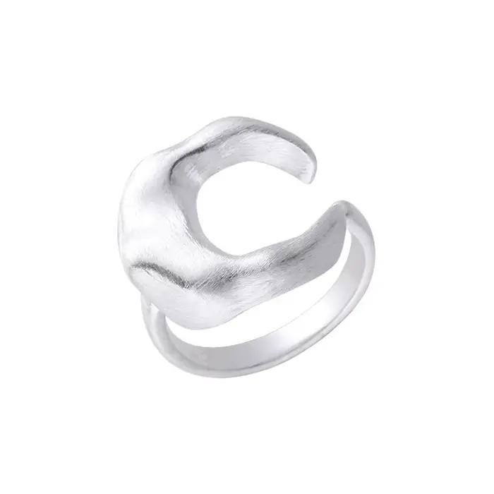 Bague en forme de croissant de lune pour femmes et filles, style hiphop rock, cadeau de fête, ajustable, métal plaqué argent, occassions spéciales