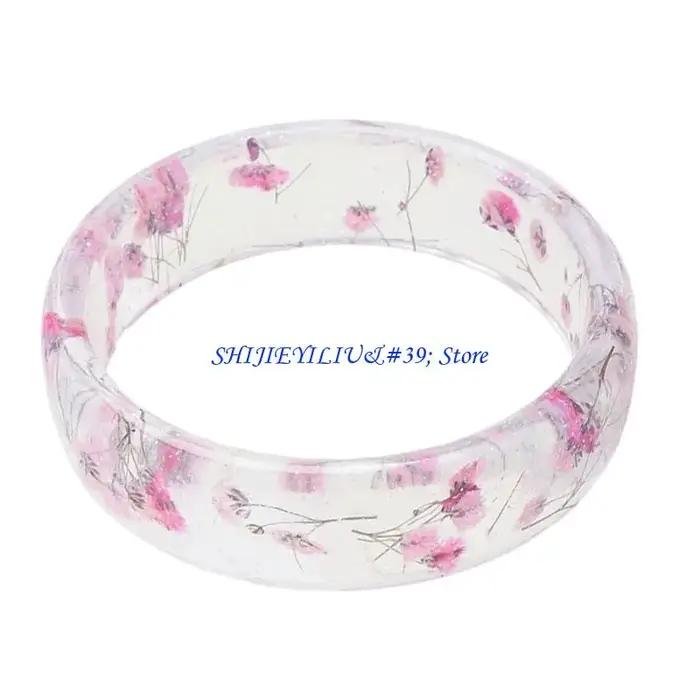 E21F – bracelet élégant en résine avec fleurs préservées pour femmes, bijoux à mode, cadeau