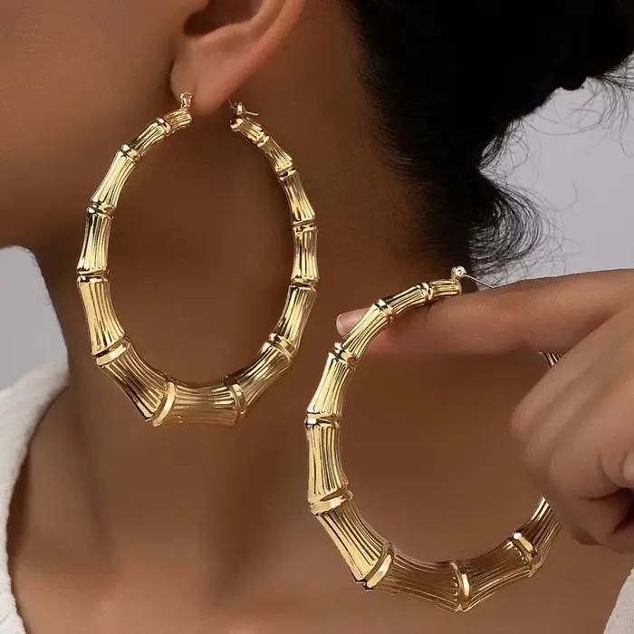 Grandes boucles d'oreilles en bambou pour femmes