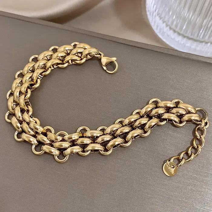 Bracelet à chaîne épaisse en acier inoxydable pour femmes