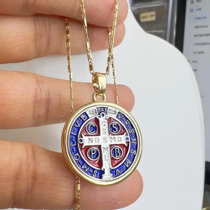 Collier pendentif religieux en noix de coco pour femme