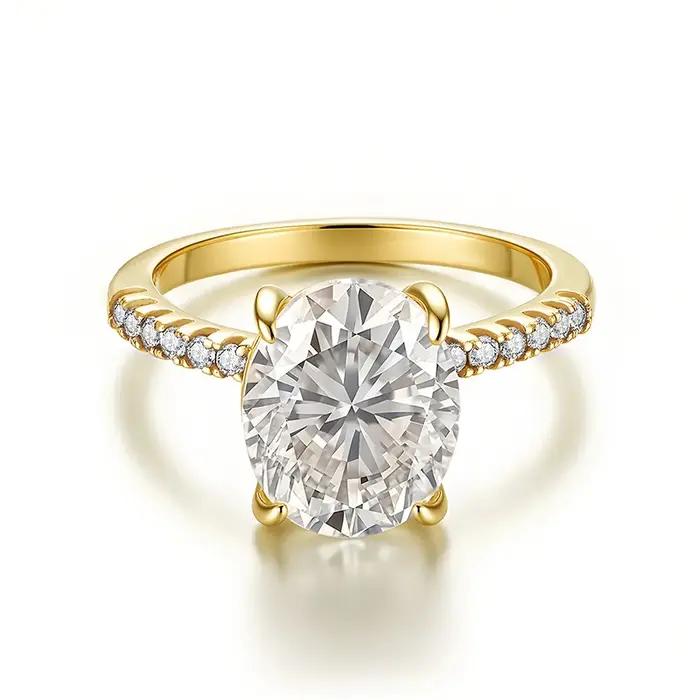 Bague de fiançailles MOVESKI 5CT en moissanite taille ovale pour femme, en argent sterling 925 avec