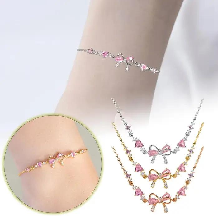 Bracelet CZ à nœud rose – L'amitié est comme un nœud