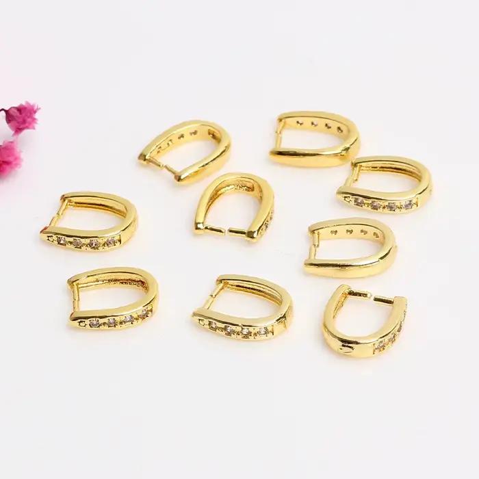 5Pcs Plaqué Or Laiton Pave Zircon Pinch Cimp Bail Pendentif Clasp