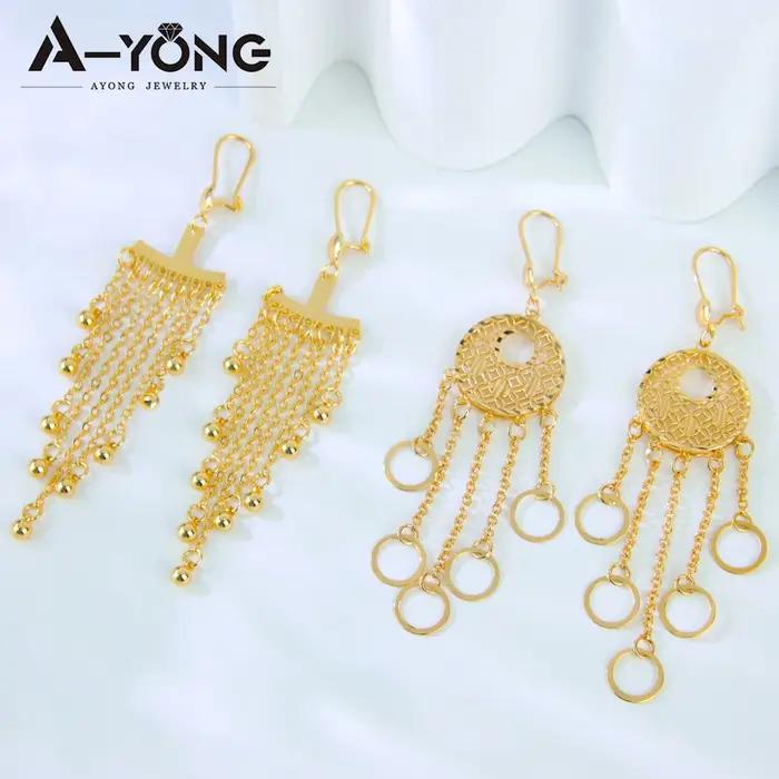 Boucles d'oreilles longues pendantes élégantes de dubaï