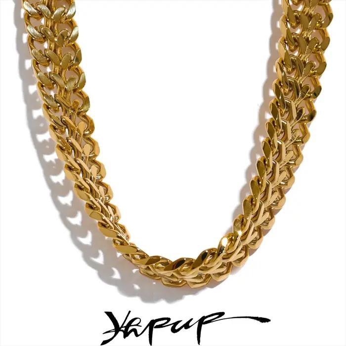 Yhpup – collier cubain en acier inoxydable poli de haute qualité