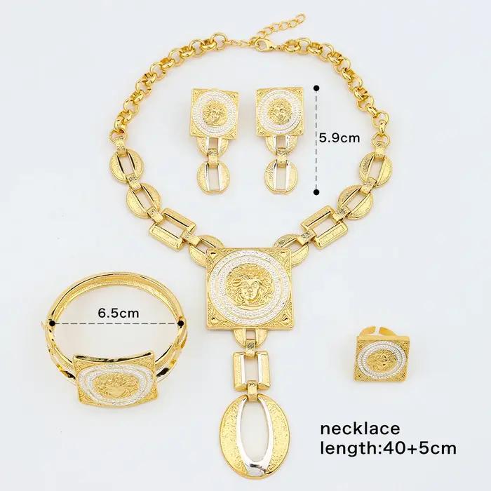 YM – ensemble de bijoux africains pour femmes couleur or 18K accessoires boucles d'oreilles collier Bracelet bague
