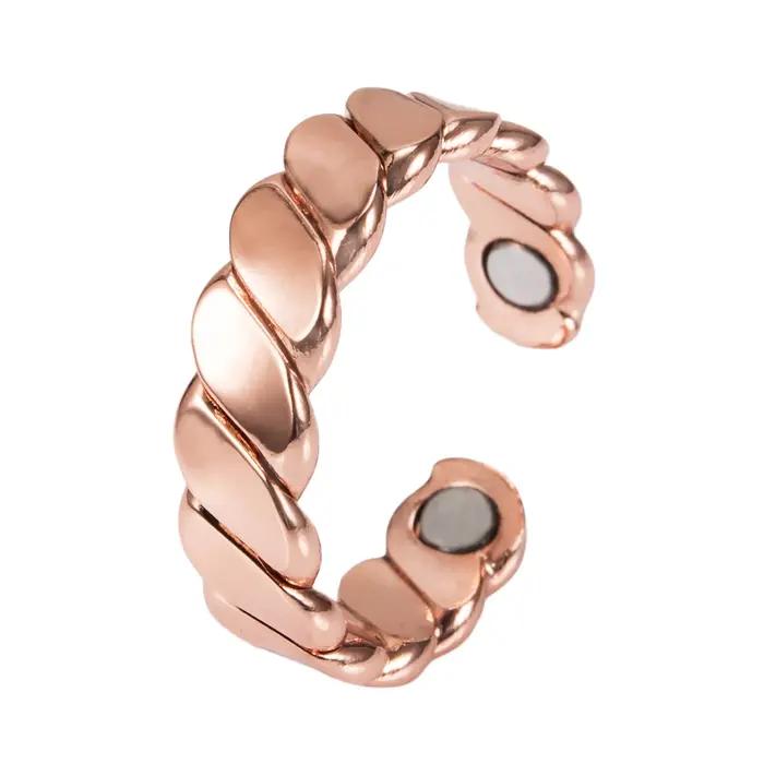 Vinterly torsadé réglable anneau femmes santé énergie thérapie magnétique Rose 5mm doigt ouvert manc