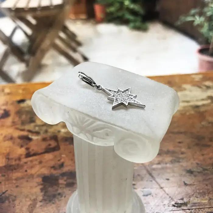 Pendentif à breloque étoile brillante en argent Sterling pur 925