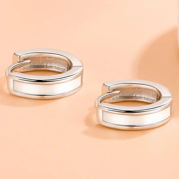 Boucles d'oreilles rondes simples en argent sterling 925 pour femmes