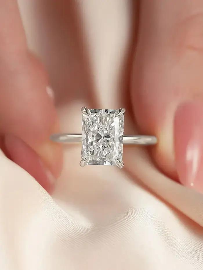 Bague rectangulaire classique en argent Sterling 925
