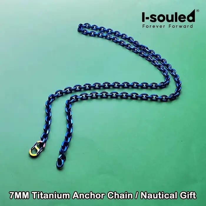 Collier en chaîne d'ancre en titane 7mm pour navigateurs et amoureux de l'océan cadeau pour homme et femme océan marine stabilité et force océanique style sportif