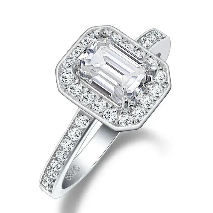 ANEMOISSANITE-Bague de Fiançailles en Argent Sterling 925, Diamant de Laboratoire, Bijouterie Fine,