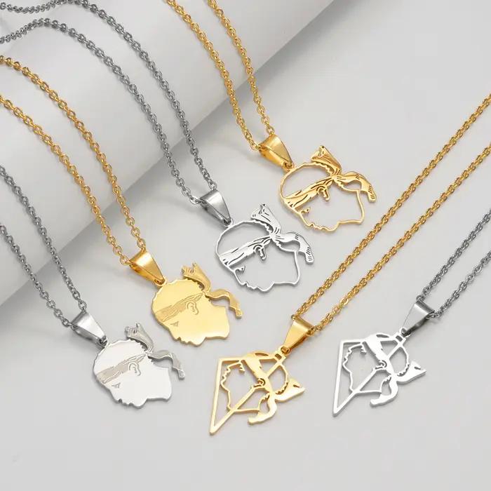 NOUVEAU Collier pendentif drapeau de Corse Bijoux de la Sardaigne pour femmes Acier inoxydable