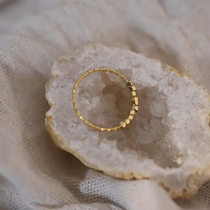 Amaiyllis minimaliste en acier inoxydable Cube Hexagonal Index bague Niche glaçon anneau pour femmes bijoux cadeau