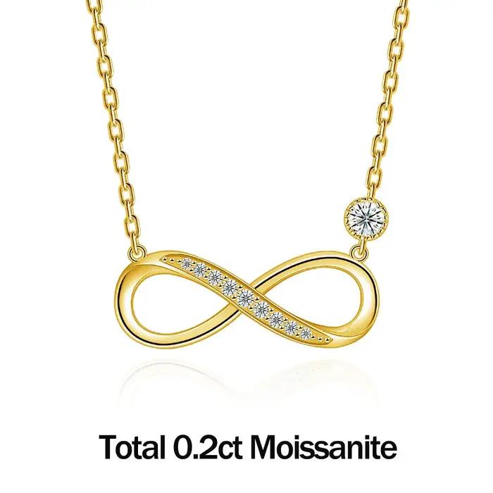 Collier Infinity en Argent 925 avec Moissanite Pretty Beauty pour Femme, Pendentif Figure 8, Chaîne