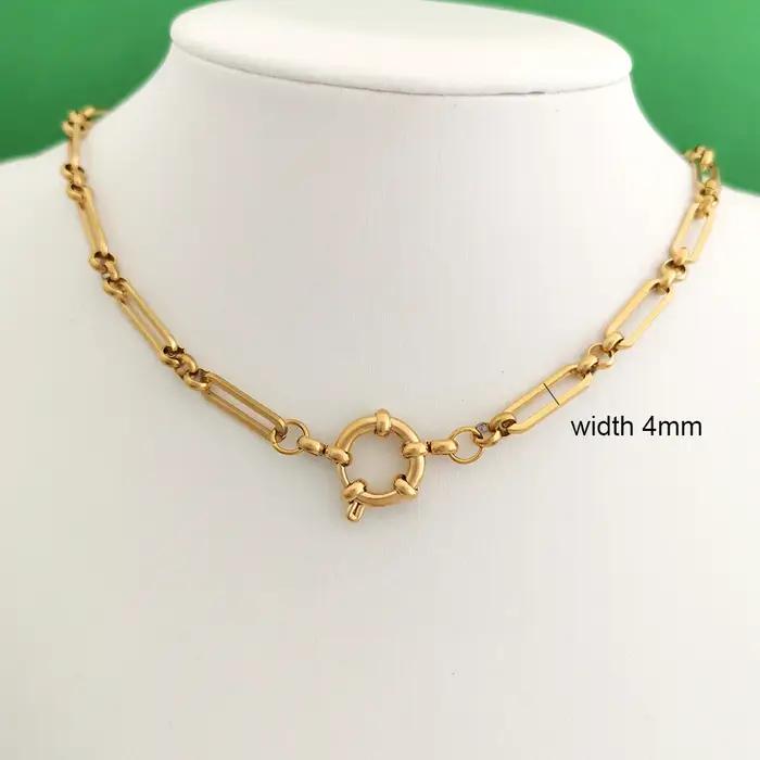 Collier ras du cou unisexe en acier inoxydable avec fermoir marin