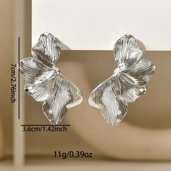 Boucles d'oreilles demi-fleur en feuilles de Ginkgo pour femmes
