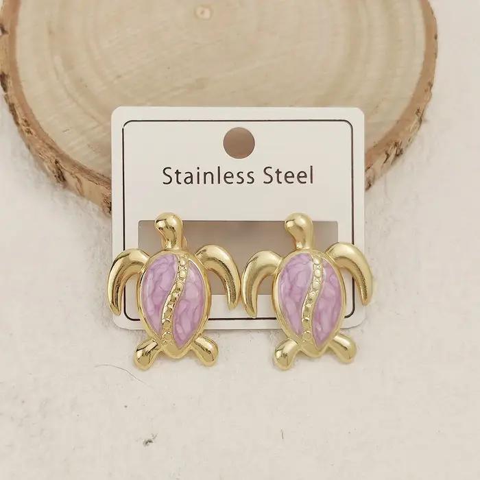 Boucles d'oreilles en forme de tortue de mer pour femmes, mignonnes et délicates, à la mode, couleur