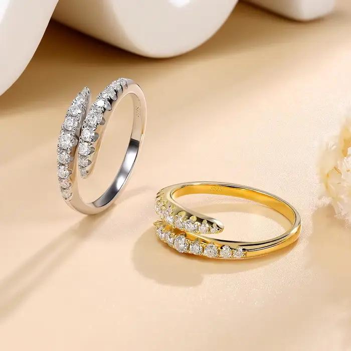 M-JAJA Moissanite serpent bague pour femmes alliance S925 en argent Sterling diamant bagues de fiançailles plaqué or 18K bijoux fins