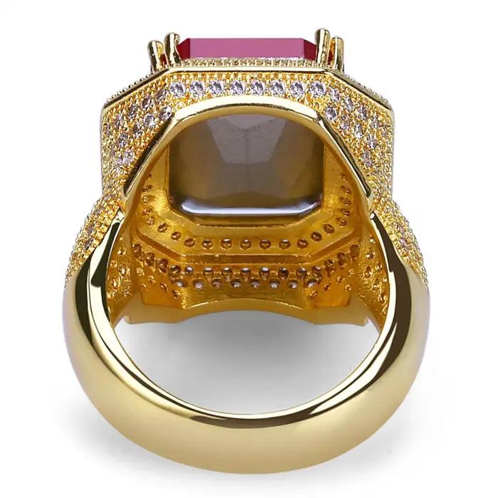 Bague Hip Hop de luxe haut de gamme plaquée or