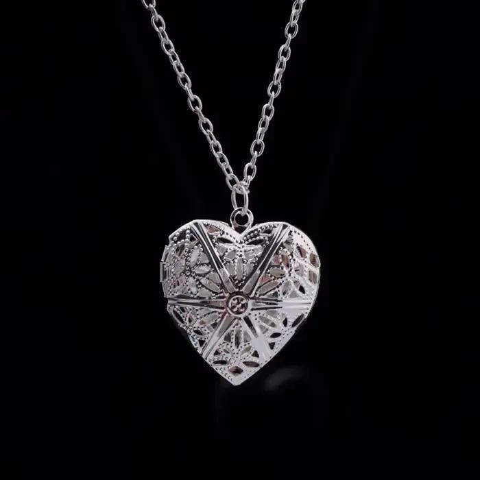 Colliers avec pendentif en forme de cœur creux, Bijoux à la mode, amour, breloque géométrique, cadeau, vente en gros, Bijoux de cou
