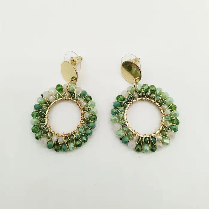 Boucles d'oreilles en perles de riz à tricoter à la main