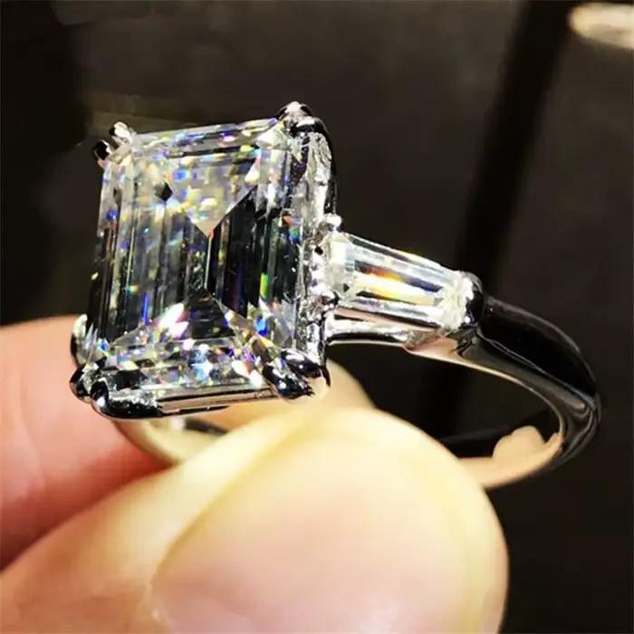 Bague de princesse éternelle en argent sterling 925, 100% véritable, avec diamant de laboratoire, ba