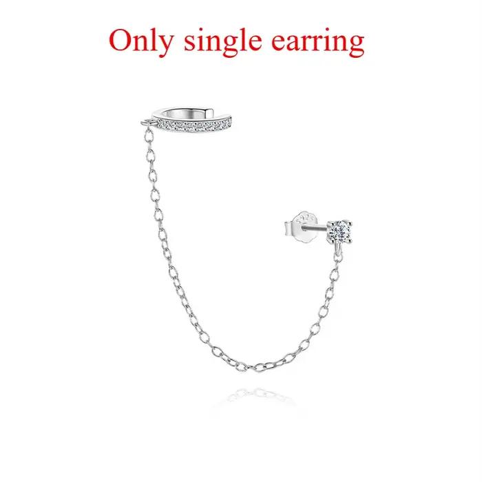 Boucle d'oreille à clip Smyoue avec pampille unique en moissanite pour femme, bijou d'oreille réglab