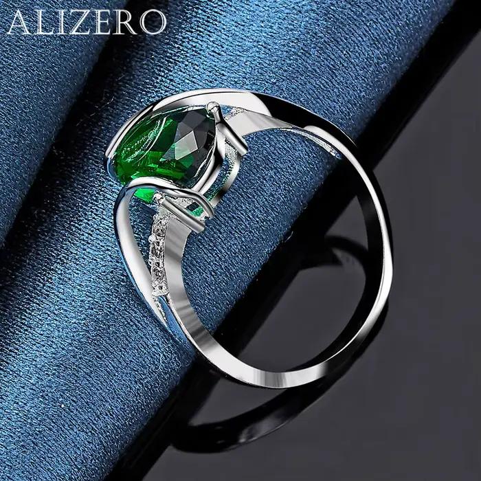 Bague émeraude en argent regardé 925 pour femme