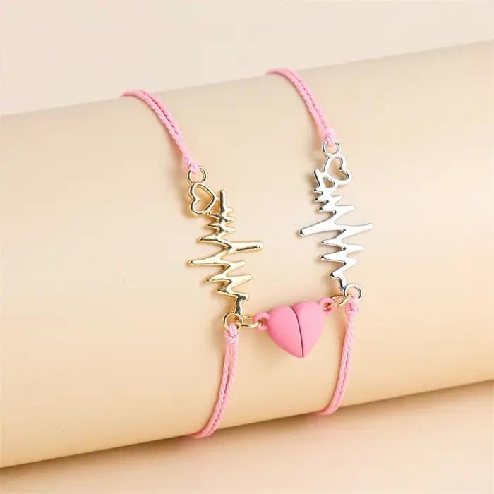 2 pièce/ensemble Couple Bracelets femmes homme amoureux Bestie aimant amant tissé à la main Bracelet corde charme amitié petite amie fête bijoux
