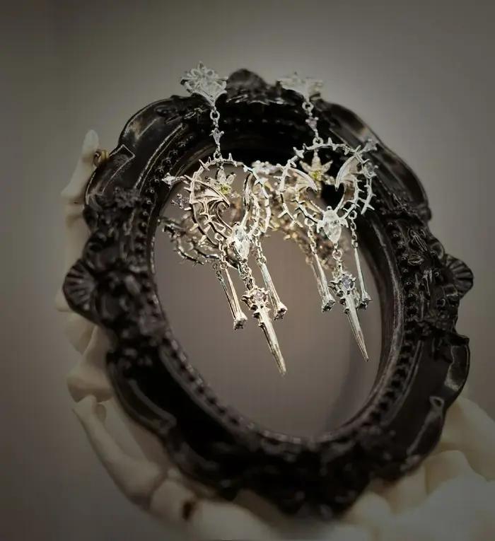 Boucles d'oreilles gothiques noires Vintage pour femmes