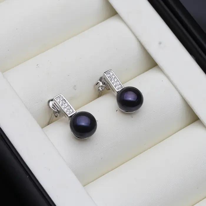 Boucles d'oreilles à tige perle rose en argent Chim925
