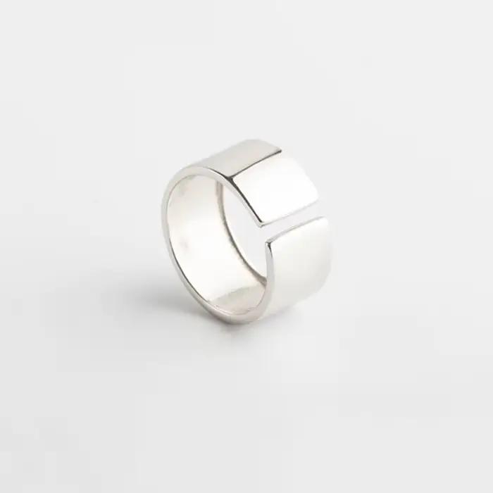 ANENJERY – bagues en argent poli, couleur argent, Surface large, bijoux de marque à la mode, cadeau d'anniversaire, S-R545