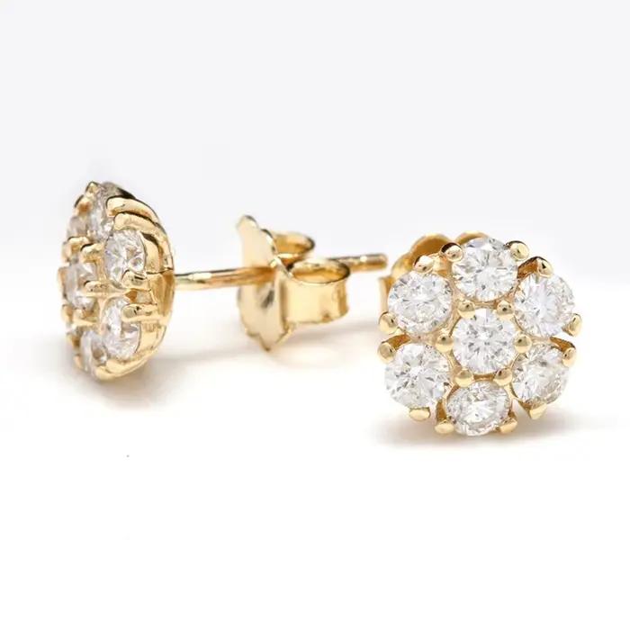 Huitan luxe couleur or brillant cubique zircone boucles d'oreilles pour les femmes délicat petite femme boucle d'oreille cadeaux bijoux classiques