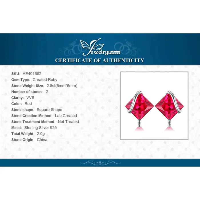 Boucles d'oreilles carrées rubis rouge en argent sterling 925 pour femmes occasions spéciales bijoux élégants et durables