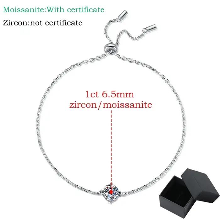 Bracelets Smyoue en argent sterling 925 sertie de moissanite blanche pour femmes, chaîne classique réglable, parfait pour les mariages et les occasions spéciales