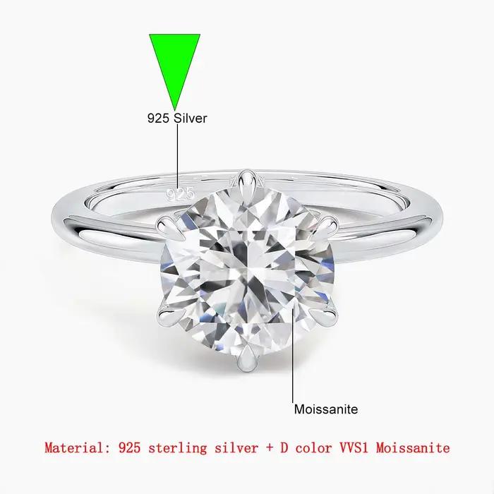 SDOOU – bague Solitaire en Moissanite à Six griffes, élégante, rempli d'or 14K, 1/2/3ct D VVS1, coup